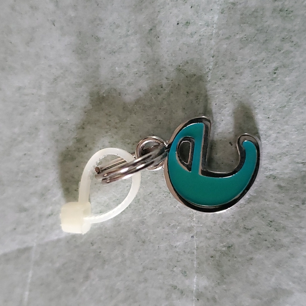 Letter "e" silver tone charm